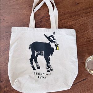 Beekman 1802 White Tote with Goat Design